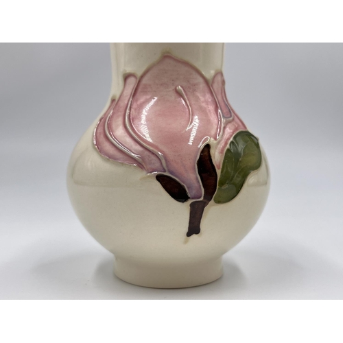 12 - A Moorcroft Pottery Pink Magnolia pattern baluster vase - approx. 10.5cm high