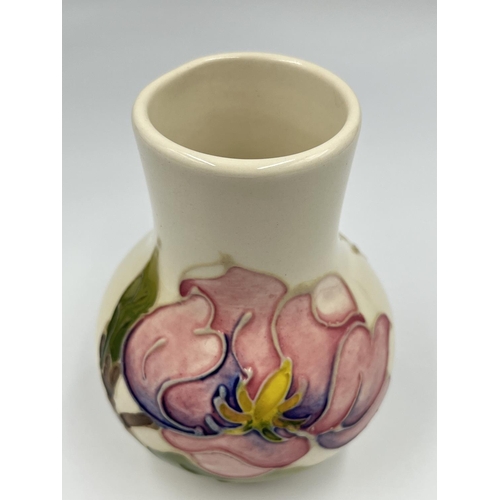 13 - A Moorcroft Pottery Pink Magnolia pattern baluster vase - approx. 10.5cm high