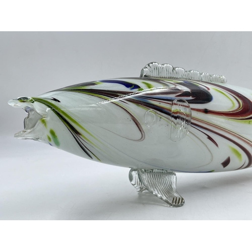 22 - A mid 20th century Murano art glass fish ornament - approx. 14.5cm high x 57cm wide