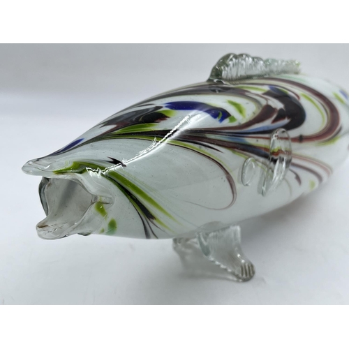 22 - A mid 20th century Murano art glass fish ornament - approx. 14.5cm high x 57cm wide