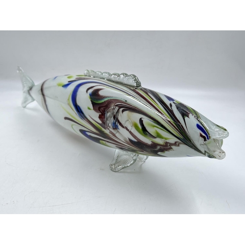 22 - A mid 20th century Murano art glass fish ornament - approx. 14.5cm high x 57cm wide