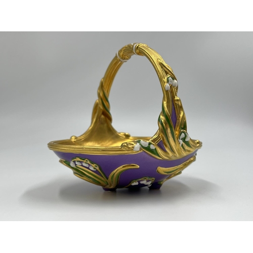 3 - A Franklin Mint porcelain Spring egg basket with nine eggs - approx. 11cm high x 10cm wide x 12cm lo... 