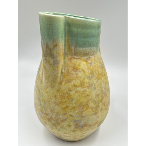 41 - A 1930s Beswick Ware yellow and green mottled jug, shape no. 119 - approx. 27cm high