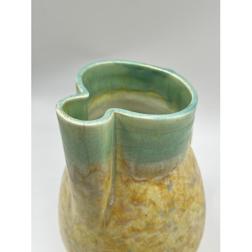 41 - A 1930s Beswick Ware yellow and green mottled jug, shape no. 119 - approx. 27cm high