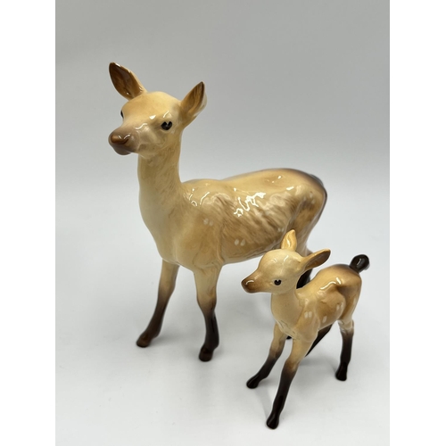 44 - Five Beswick animal figurines to include donkey, Solomon of Wendover golden labrador, deer etc.