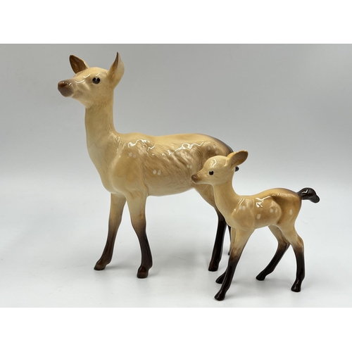 44 - Five Beswick animal figurines to include donkey, Solomon of Wendover golden labrador, deer etc.