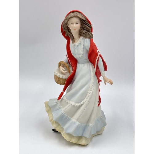 46 - Three Wedgwood for Danbury Mint fine porcelain figurines, Mary Had A Little Lamb, Red Riding Hood an... 