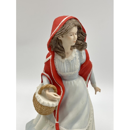 46 - Three Wedgwood for Danbury Mint fine porcelain figurines, Mary Had A Little Lamb, Red Riding Hood an... 