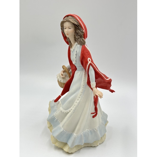 46 - Three Wedgwood for Danbury Mint fine porcelain figurines, Mary Had A Little Lamb, Red Riding Hood an... 