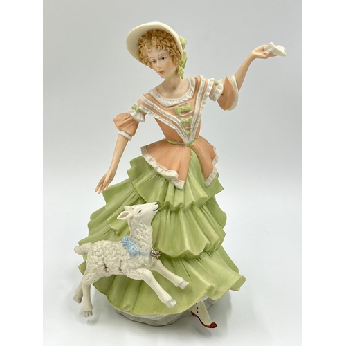 46 - Three Wedgwood for Danbury Mint fine porcelain figurines, Mary Had A Little Lamb, Red Riding Hood an... 