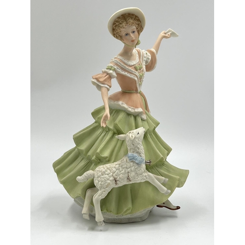 46 - Three Wedgwood for Danbury Mint fine porcelain figurines, Mary Had A Little Lamb, Red Riding Hood an... 