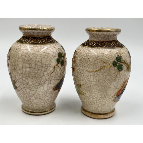 68 - Four Japanese Satsuma ware vases, two 19cm high and two 9cm high