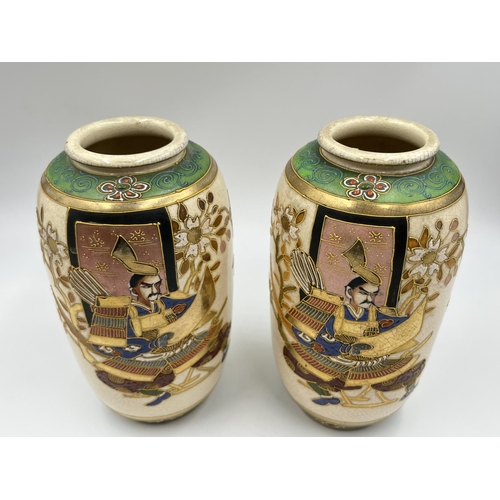 68 - Four Japanese Satsuma ware vases, two 19cm high and two 9cm high