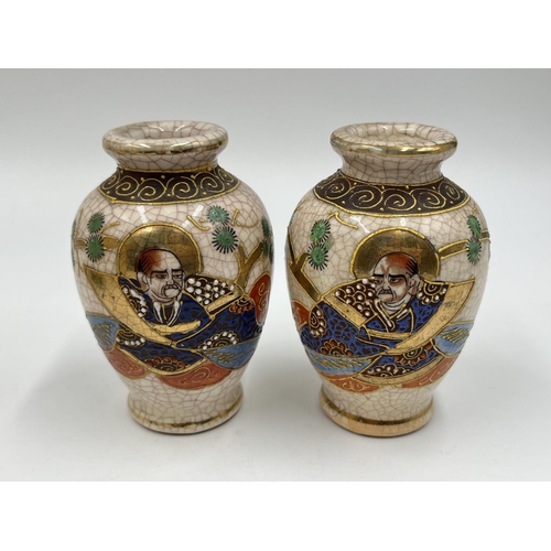 68 - Four Japanese Satsuma ware vases, two 19cm high and two 9cm high