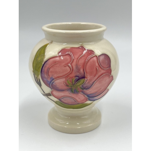 9 - A Moorcroft Pottery Pink Magnolia pattern footed vase - approx. 9cm high