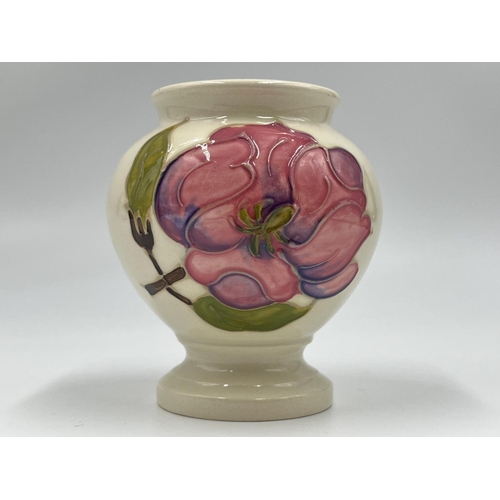 9 - A Moorcroft Pottery Pink Magnolia pattern footed vase - approx. 9cm high