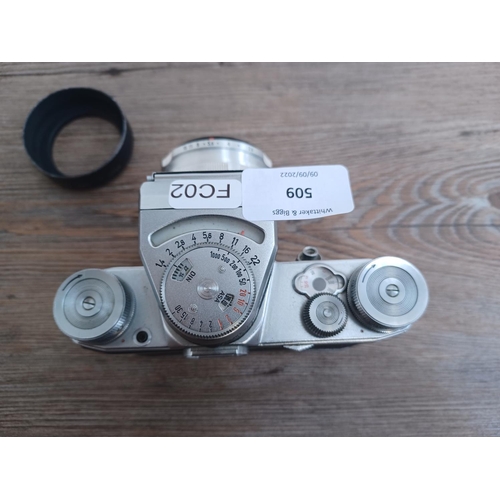 509 - A late 1950s Contax FB 35mm SLR camera fitted with Zeiss Tessar 2.8/50 lens