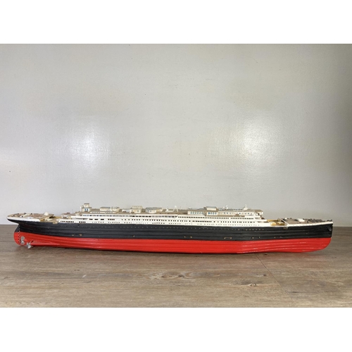 134 - A hand painted scratch built Titanic model ship - 14cm high x 12cm wide x 108cm long