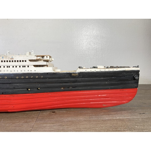 134 - A hand painted scratch built Titanic model ship - 14cm high x 12cm wide x 108cm long