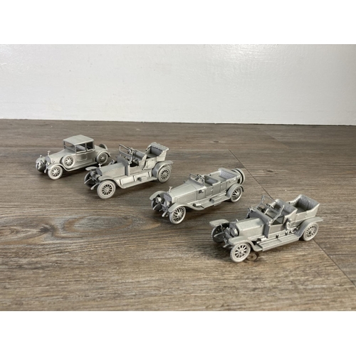 157 - Nine Danbury Mint pewter Rolls Royce model vehicles to include 1913 Alpine Eagle, 1923 Springfield S... 