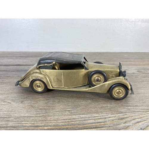 158 - A FAL 1939 Rolls Royce Phantom III brass model vehicle - approx. 6cm high x 7cm wide x 19cm deep