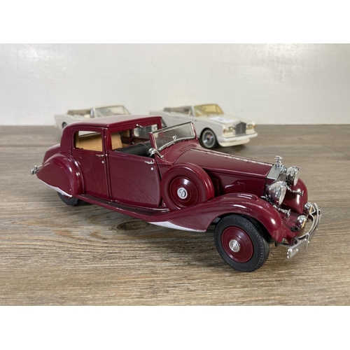 161 - Four Rolls Royce precision models, three Franklin Mint Corniche IV and one Danbury Mint 1938 Phantom... 