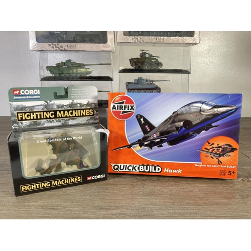 165 - Fourteen boxed military model vehicles to include Corgi Fighting Machines DH Mosquito B. Mark IV, Ai... 