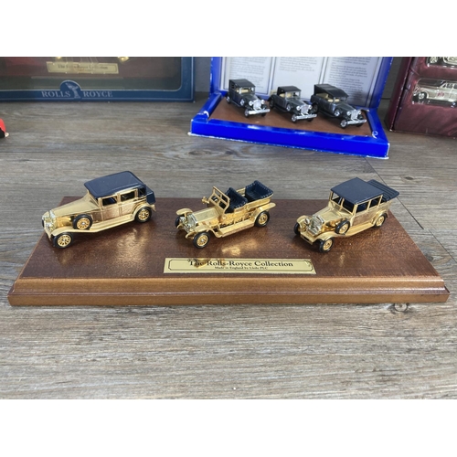 166 - A collection of various Rolls Royce diecast model vehicles to include boxed Lledo special 24 carat g... 