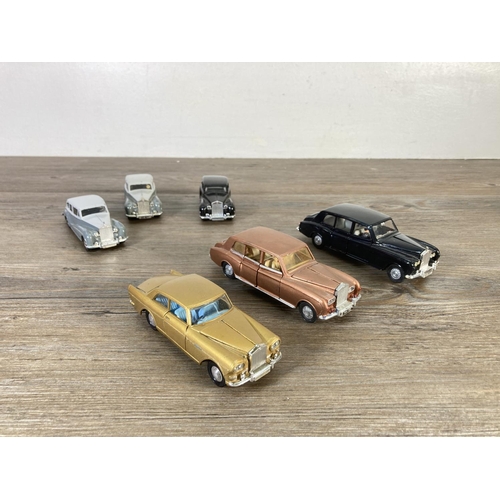 167 - Seven Dinky Rolls Royce diecast model vehicles to include boxed no. 198 Phantom V etc.