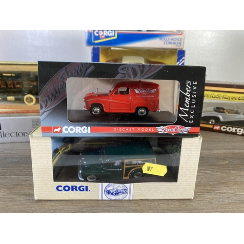 168 - Eight Corgi diecast model vehicles to include no. 98670 Morris Minor traveller, Drive Time Collector... 