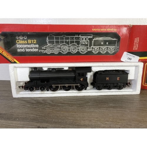 189 - Two boxed Hornby OO gauge model locomotives, one R150 LNER 4-6-0 Class B12 and one R754 0-4-4 M7 Cla... 