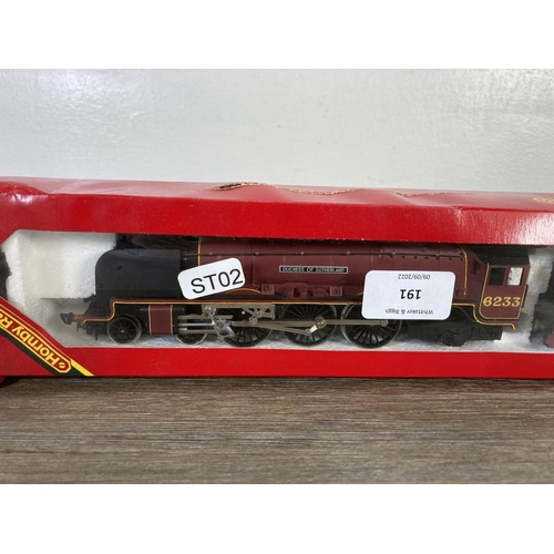 191 - A boxed Hornby R066 OO gauge LMS 4-6-2 Duchess of Sutherland model locomotive and tender