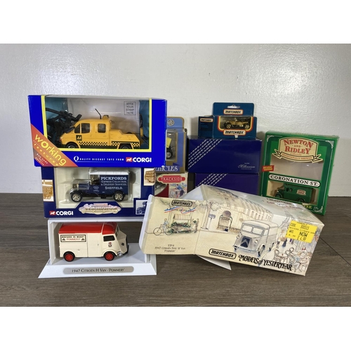 213 - Nine boxed diecast model vehicles to include Lledo trackside DG 175007 Scammell Handyman flatbed tra... 