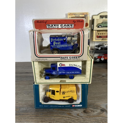 232 - Eighteen boxed diecast model vehicles to include Corgi Motoring Memories 61220 Weetabix van, Matchbo... 