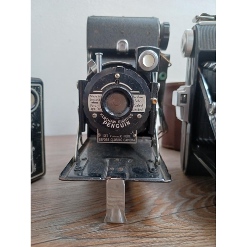 523 - Six cameras, one late 1940s German Balda Baldini folding fitted with Enna-Baldanar 1:3.5/5cm C lens ... 