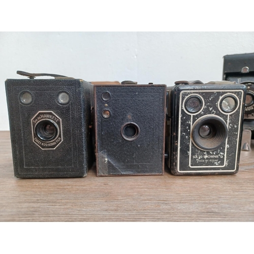 523 - Six cameras, one late 1940s German Balda Baldini folding fitted with Enna-Baldanar 1:3.5/5cm C lens ... 