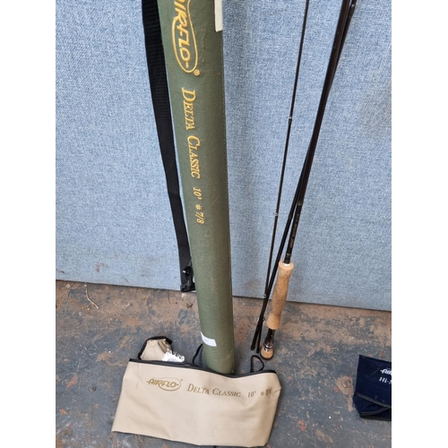 675 - Two cased AirFlo Delta Classic 10' fly fishing rods, one  three piece and one two piece