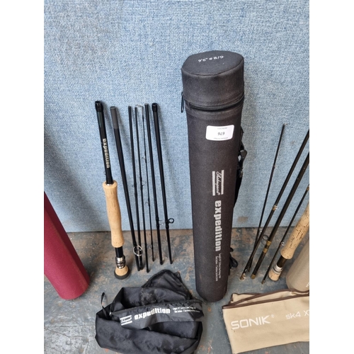 676 - Three cased fly fishing rods, one Shakespeare Expedition 9'6