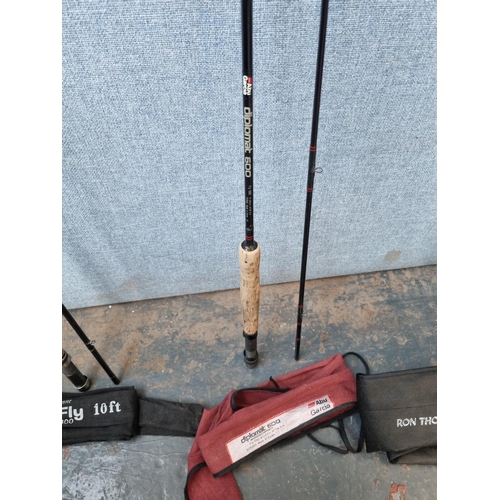 677 - Three cased two piece fly fishing rods, one Ron Thompson X-Cite Fly 10'6