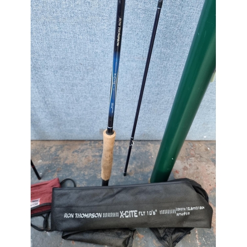 677 - Three cased two piece fly fishing rods, one Ron Thompson X-Cite Fly 10'6