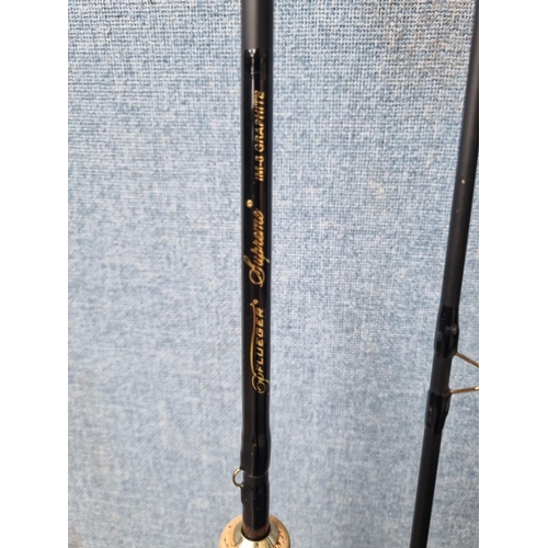 681 - A PFlueger Supreme PSF9089 9' two piece fly fishing rod with bamboo reel holder and cork handle