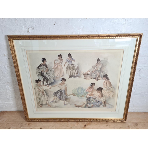 496 - A gilt framed W. Russell Flint pencil signed limited edition print titled 'Variations' - approx. 82c... 