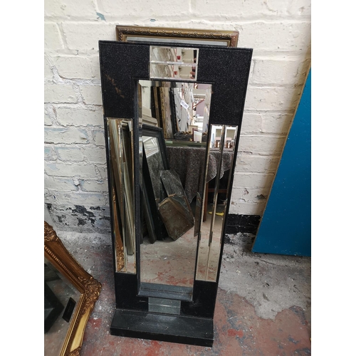 487 - Five items, four mirrors and one Edwardian engraving