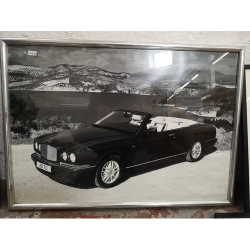 497 - A collection of framed photographs to include Bentley etc.