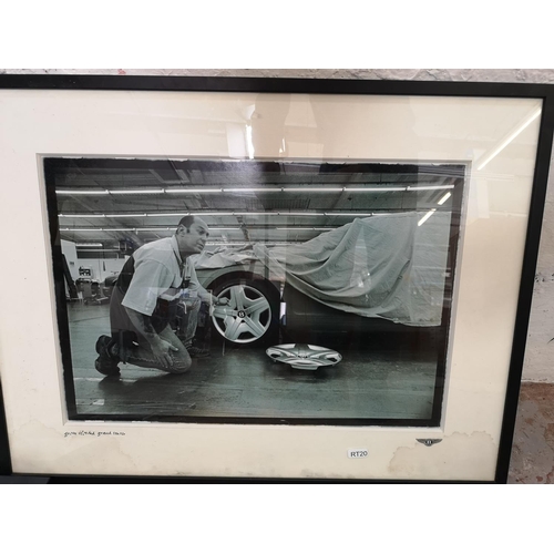 497 - A collection of framed photographs to include Bentley etc.