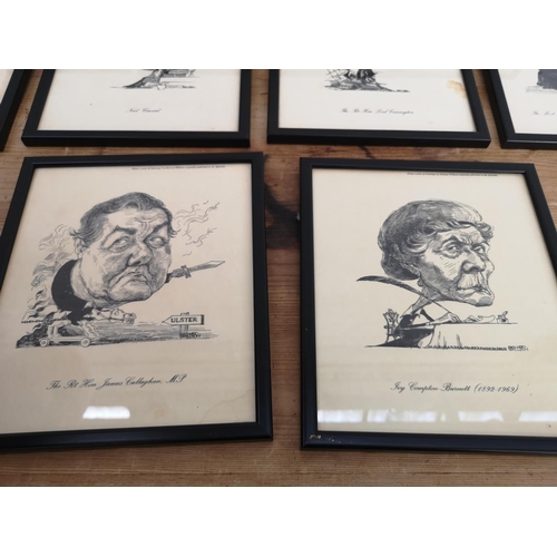 498 - Ten framed Richard Wilson caricatures - approx. 28cm x 23cm