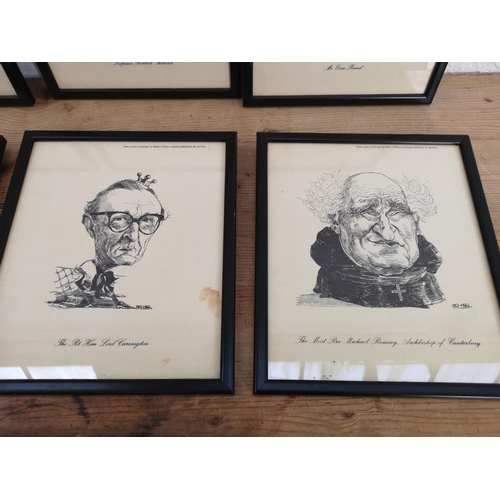 498 - Ten framed Richard Wilson caricatures - approx. 28cm x 23cm