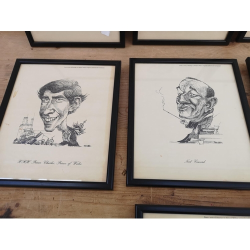 498 - Ten framed Richard Wilson caricatures - approx. 28cm x 23cm