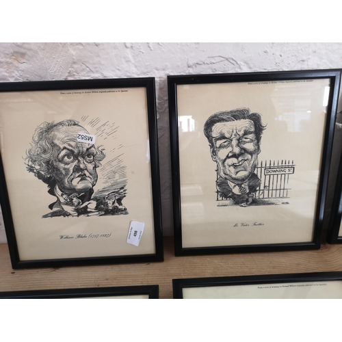 498 - Ten framed Richard Wilson caricatures - approx. 28cm x 23cm