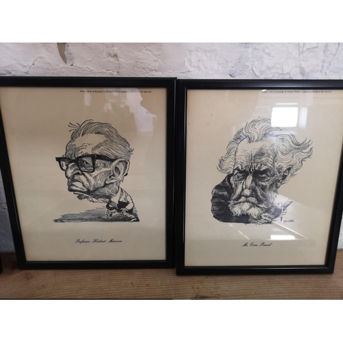 498 - Ten framed Richard Wilson caricatures - approx. 28cm x 23cm